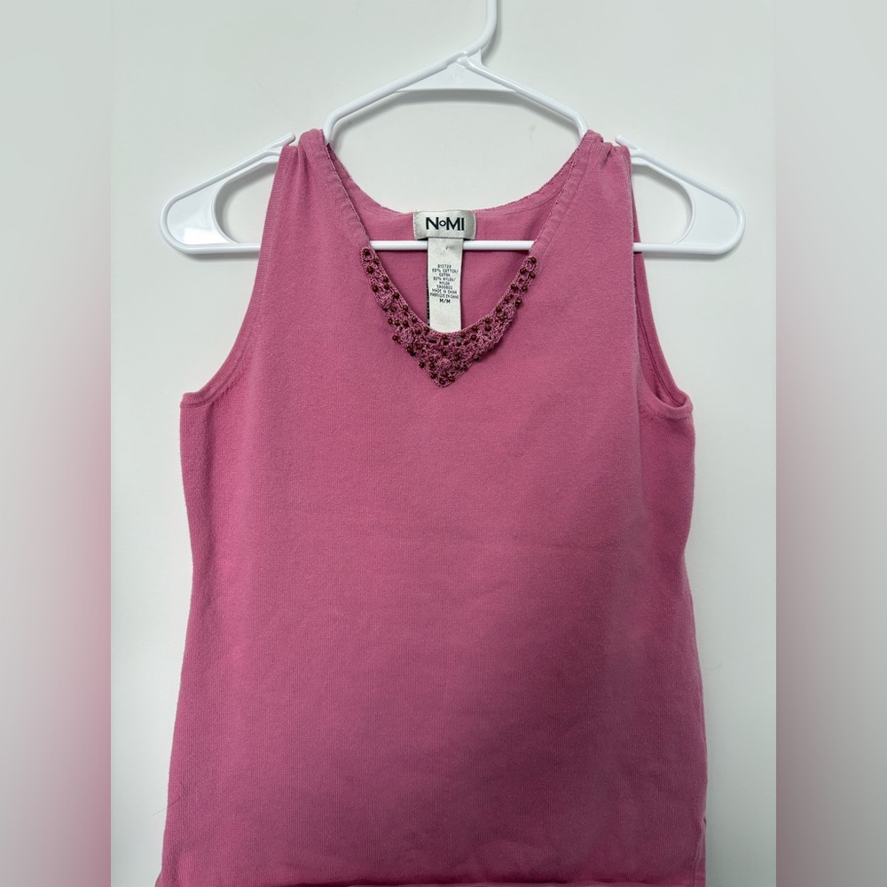 Pink top with beaded detail